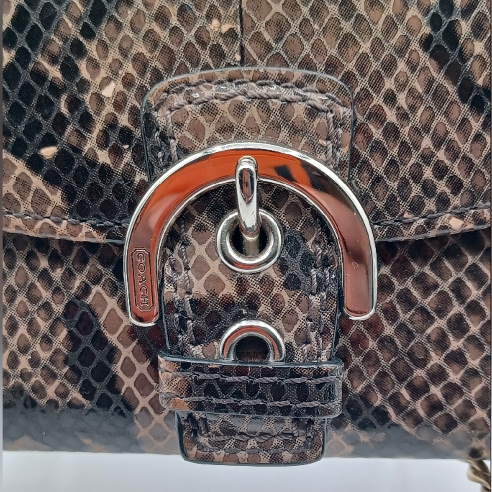 Coach Leather Snakeskin Embossed Tri-Fold Wallet - Picture 2 of 9